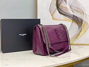 YSL Niki Medium 28 Chain Bag Crinked Vintage Leather Purple 9984 - 2