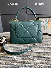 CC Trendy Flap Bag with Top Handle Green Lambskin - 6