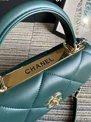 CC Trendy Flap Bag with Top Handle Green Lambskin - 5