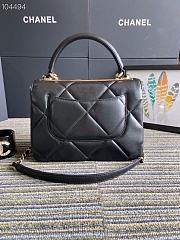 CC Trendy Flap Bag with Top Handle Black Lambskin - 6