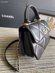 CC Trendy Flap Bag with Top Handle Black Lambskin - 5