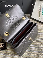 CC Trendy Flap Bag with Top Handle Black Lambskin - 4