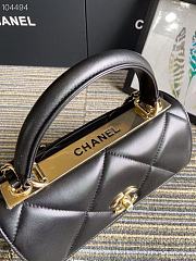 CC Trendy Flap Bag with Top Handle Black Lambskin - 2