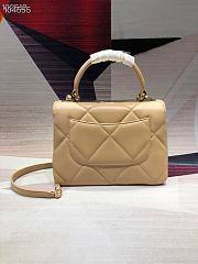 CC Trendy Flap Bag with Top Handle Beige Lambskin - 6