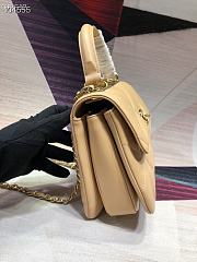 CC Trendy Flap Bag with Top Handle Beige Lambskin - 3
