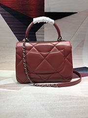 CC Trendy Flap Bag with Top Handle Red Lambskin - 6