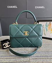 CC Trendy Flap Bag with Top Handle Green Lambskin - 1