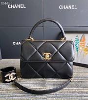 CC Trendy Flap Bag with Top Handle Black Lambskin - 1