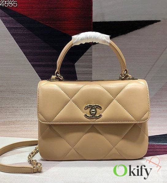 CC Trendy Flap Bag with Top Handle Beige Lambskin - 1