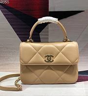 CC Trendy Flap Bag with Top Handle Beige Lambskin - 1