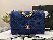 Chanel 19 Handbag 36 Dark Blue Denim Maxi - 1