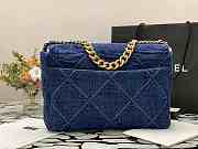 Chanel 19 Handbag 36 Dark Blue Denim Maxi - 4