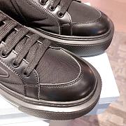 Prada Macro Re-Nylon Black Brushed Leather Sneakers - 6