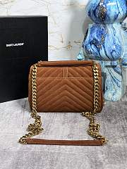 YSL College Medium Chain Bag 24 In Light Suede With Fringes Cinnamon  - 2