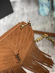 YSL College Medium Chain Bag 24 In Light Suede With Fringes Cinnamon  - 3