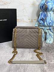 YSL College Medium Chain Bag 24 In Light Suede With Fringes Gray - 2