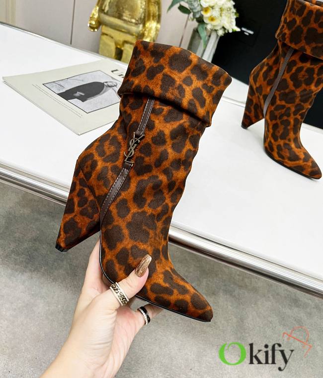 YSL Boots Leopard Printed Suede - 1
