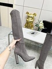 YSL Knee High Boots Gray Suede - 2