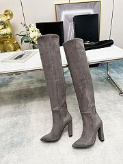 YSL Knee High Boots Gray Suede - 3