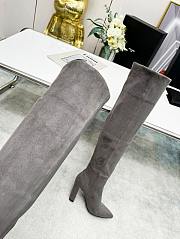 YSL Knee High Boots Gray Suede - 4