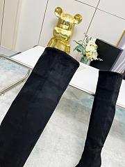 YSL Knee High Boots Black Suede - 3
