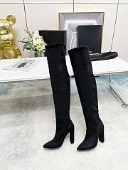 YSL Knee High Boots Black Suede - 6