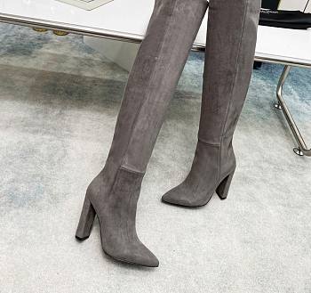 YSL Knee High Boots Gray Suede