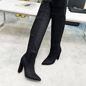 YSL Knee High Boots Black Suede
