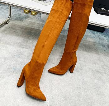 YSL Knee High Boots Brown Suede