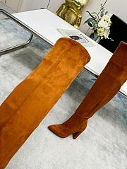 YSL Knee High Boots Brown Suede - 4