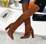 YSL Knee High Boots Leopard Suede - 1