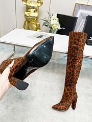 YSL Knee High Boots Leopard Suede - 3