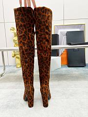 YSL Knee High Boots Leopard Suede - 6