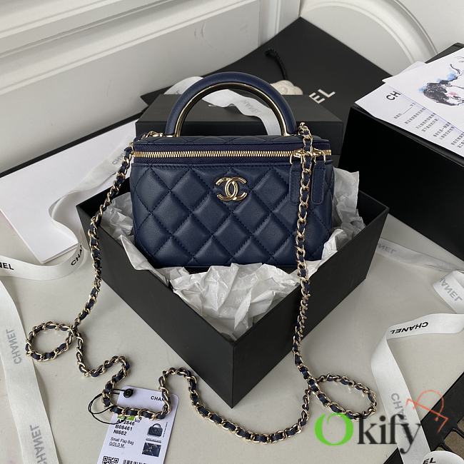 CC Vanity with Chain Navy Blue Lambskin - 1