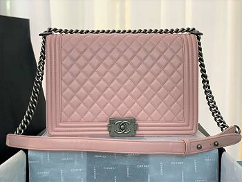 CN LeBoy Medium Light Pink Lambskin Bag with Silver Hardware 30cm