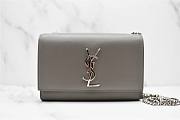 YSL Small Kate 20 Grey Grained Leather Silver Hardware - 1