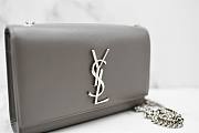 YSL Small Kate 20 Grey Grained Leather Silver Hardware - 5