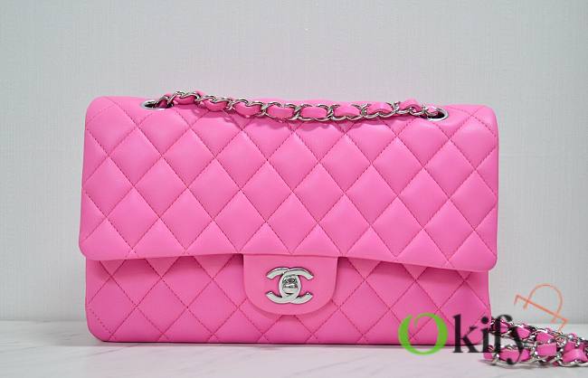 Chanel Flap Bag Medium Neon Hot Pink Silver Hardware - 1