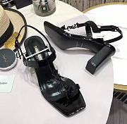 YSL Cassandra Heeled Sandals in Patent Leather Black-Tone - 4