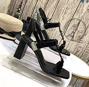 YSL Cassandra Heeled Sandals in Patent Leather Black-Tone - 2