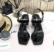 YSL Cassandra Heeled Sandals in Patent Leather Black-Tone - 1