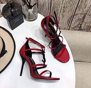 YSL Cassandra Sandals STILETTO HEEL in Red Smooth Leather Black-Tone - 1