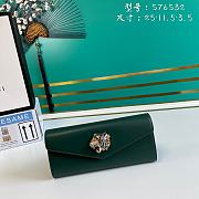 Gucci Broadway Leather Clutch 25 Tiger In Green 10385 - 1