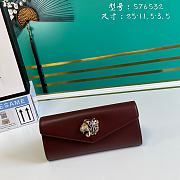 Gucci Broadway Leather Clutch 25 Tiger In Wine Red 10386 - 1