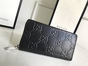 Gucci GG embossed zip around wallet 19 black leather 10387 - 2