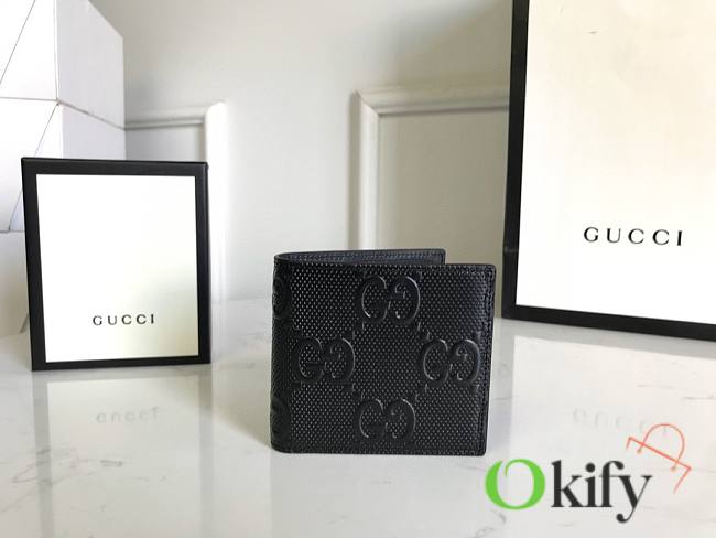 Gucci GG embossed wallet 12 black leather 10388 - 1