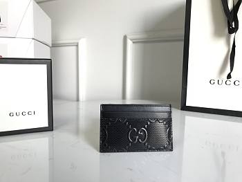 Gucci GG embossed card holder black leather 10389