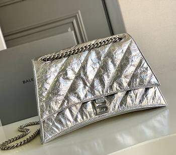 Balenciaga Crush Medium 30 Chain Bag Quilted in Metallic Silver