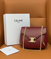 Celine Teen Chain Besace Triomphe 24.6 Wine Red Shiny Calfskin - 1