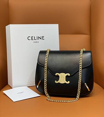 Celine Teen Chain Besace Triomphe 24.6 Black Calfskin